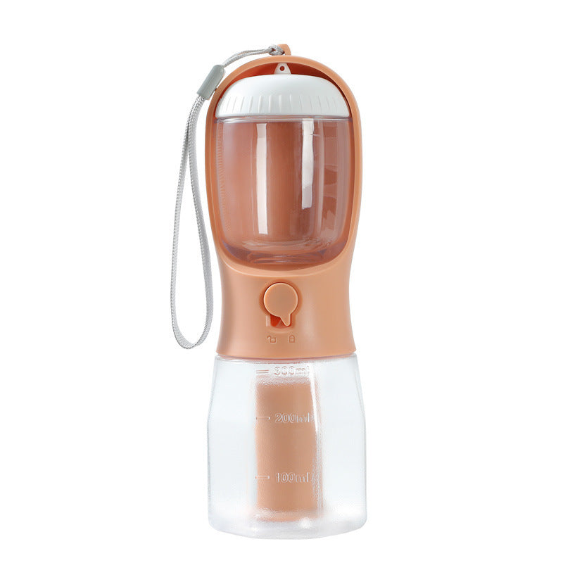 3-in-1 Portable Dog Water Bottle, Food Container & Waste Bag Dispenser – Travel Pet Cup for Outdoor