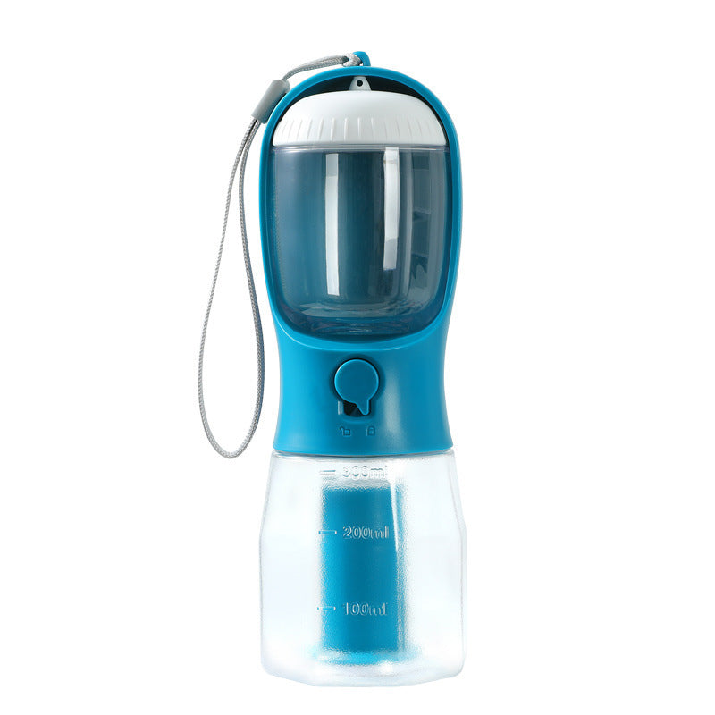 3-in-1 Portable Dog Water Bottle, Food Container & Waste Bag Dispenser – Travel Pet Cup for Outdoor