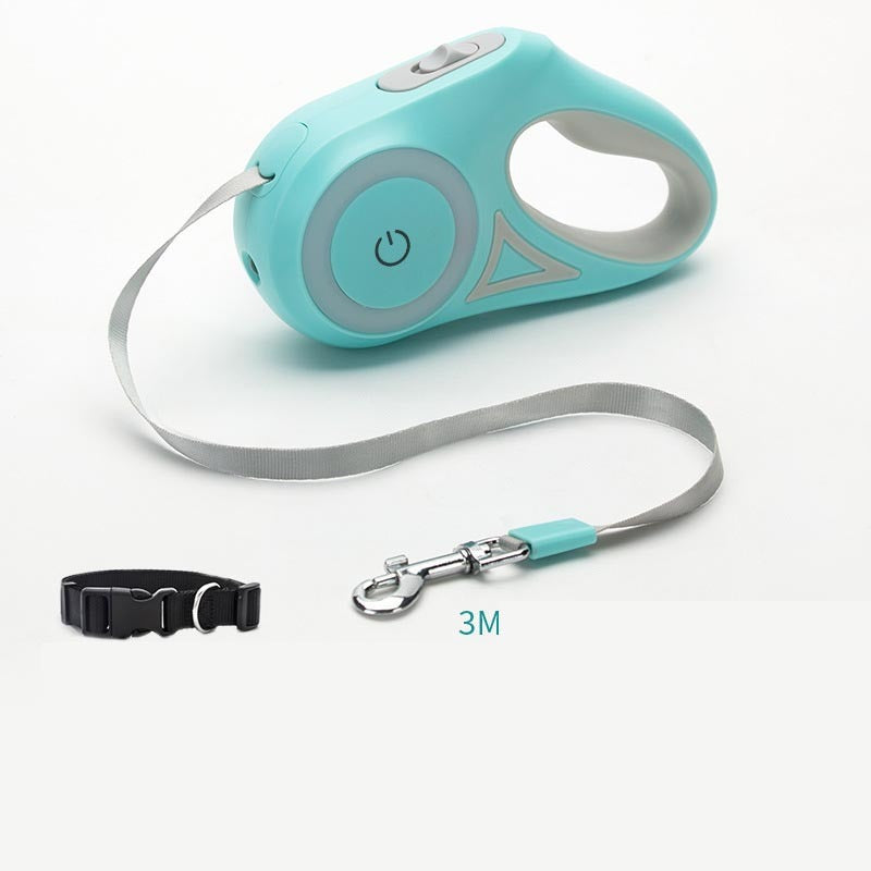 Retractable Dog Leash with Collar & LED Spotlight – Automatic Pet Leash for Small and Medium Dogs