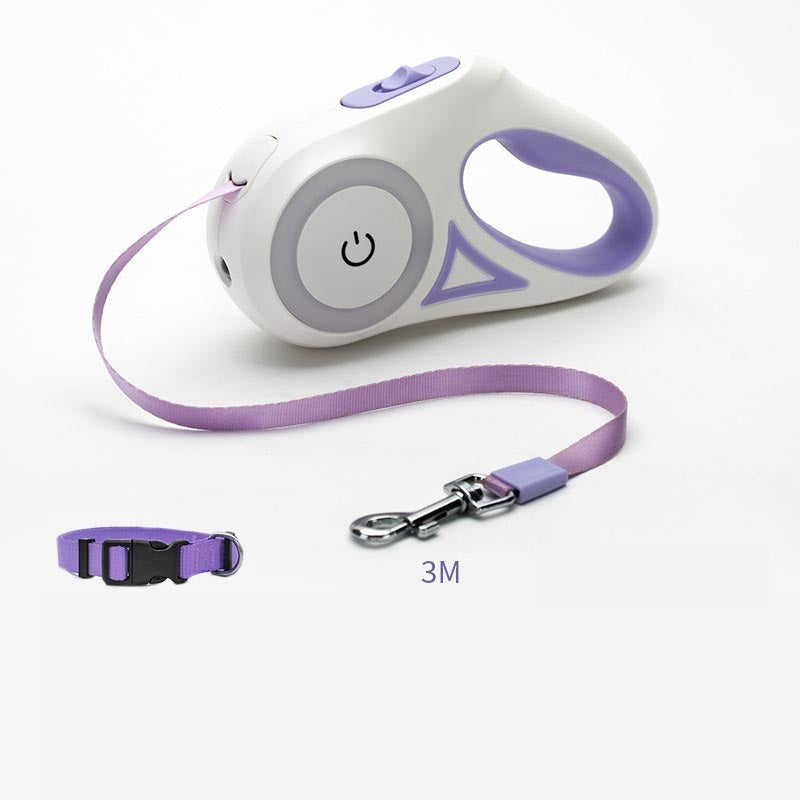 Retractable Dog Leash with Collar & LED Spotlight – Automatic Pet Leash for Small and Medium Dogs