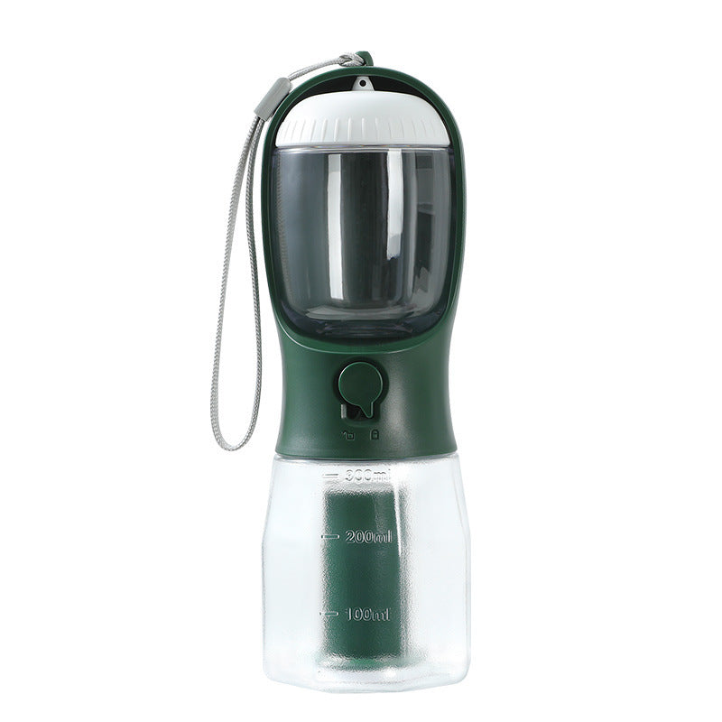 3-in-1 Portable Dog Water Bottle, Food Container & Waste Bag Dispenser – Travel Pet Cup for Outdoor