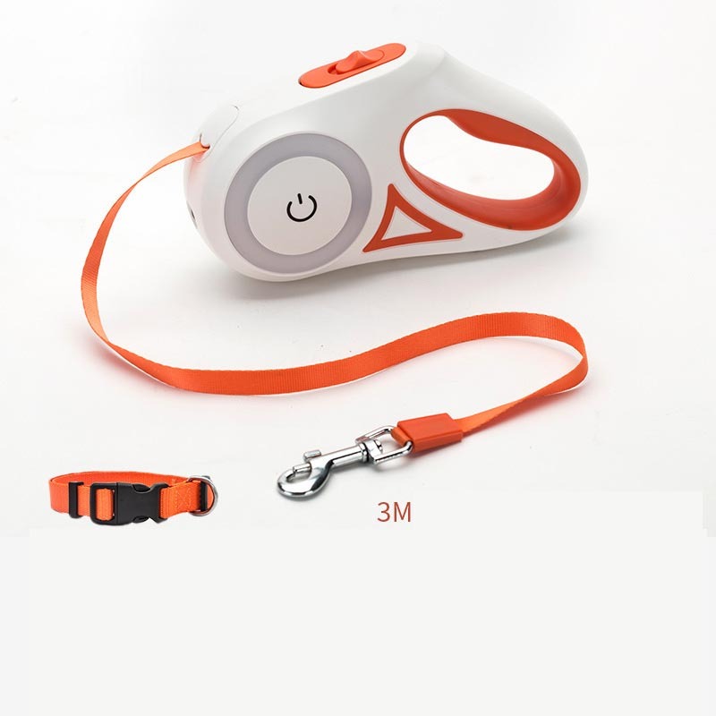 Retractable Dog Leash with Collar & LED Spotlight – Automatic Pet Leash for Small and Medium Dogs