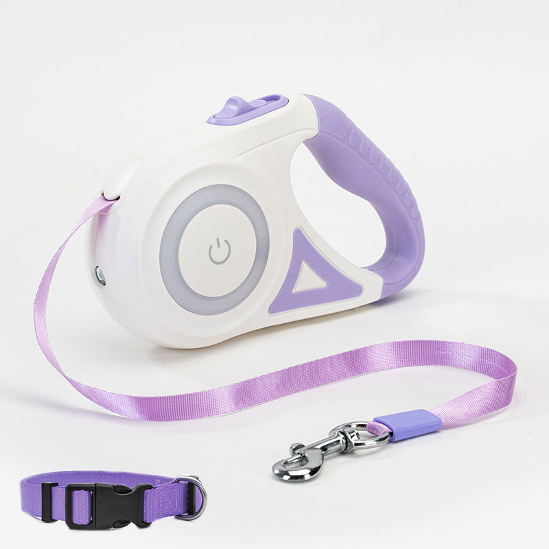 Retractable Dog Leash with Collar & LED Spotlight – Automatic Pet Leash for Small and Medium Dogs