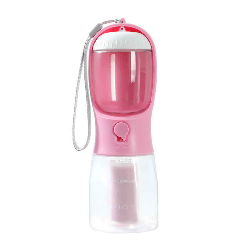 3-in-1 Portable Dog Water Bottle, Food Container & Waste Bag Dispenser – Travel Pet Cup for Outdoor