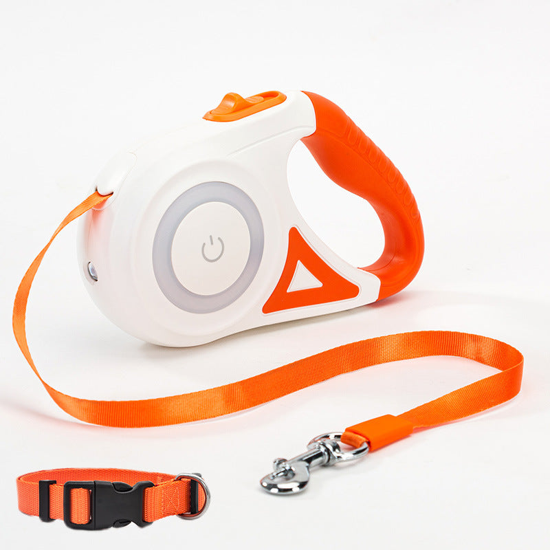 Retractable Dog Leash with Collar & LED Spotlight – Automatic Pet Leash for Small and Medium Dogs